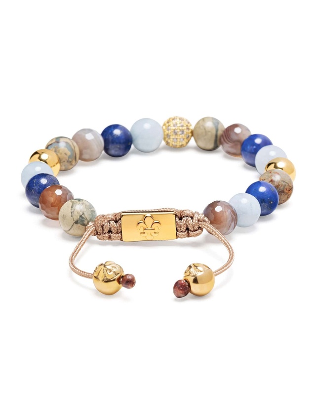 Nialaya Jewellery - Women's Beaded Bracelet with Aquamarine, Blue Lapis, Opal, and Botswana Agate
