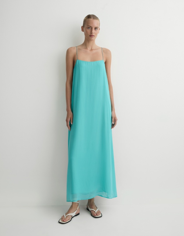 BONDI BORN - Capri Silk Cami Dress - Aqua