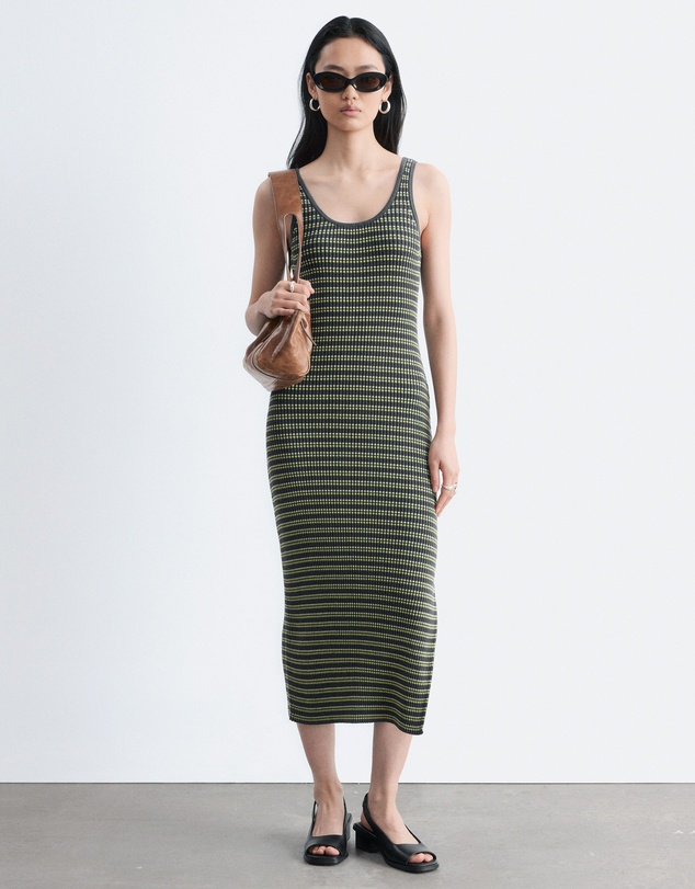 & Other Stories - Striped Rib-Knit Midi Dress