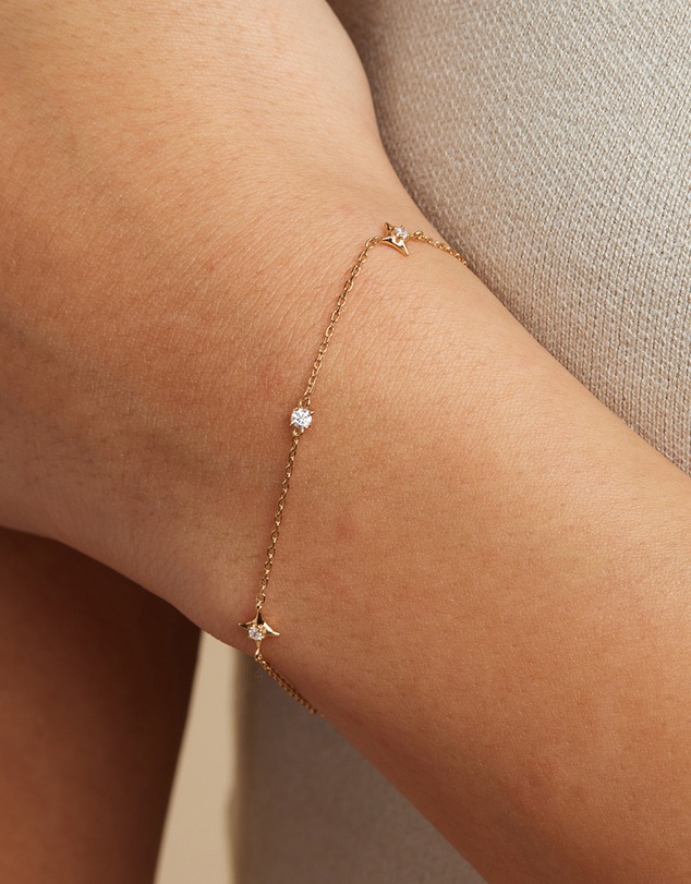Astrid & Miyu - Cosmic Star 18ct Gold Plated Charm Bracelet