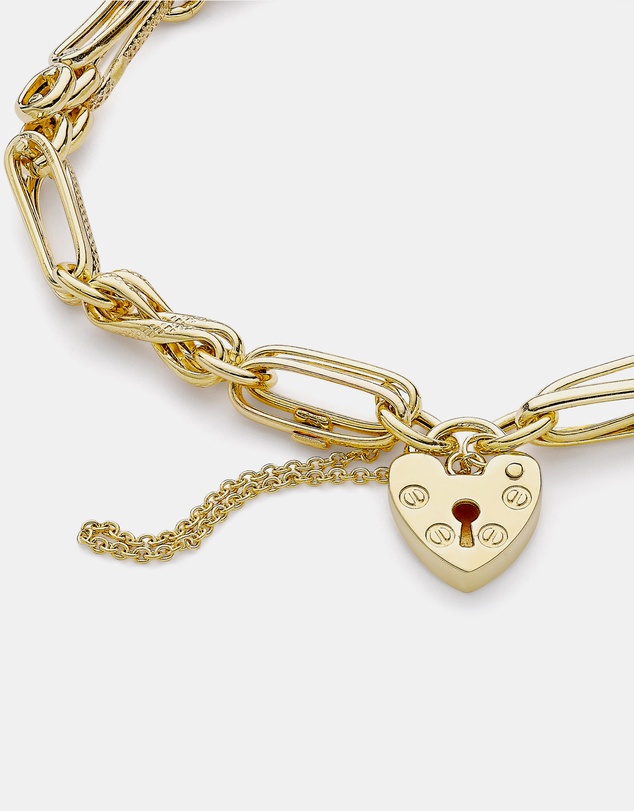 Zoe Olivia - 9K Gold Padlock & Chain Bracelet