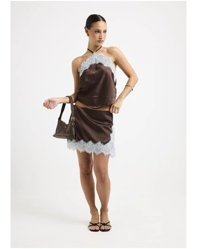 Alice In The Eve - Naomi Satin Lace Halter Top