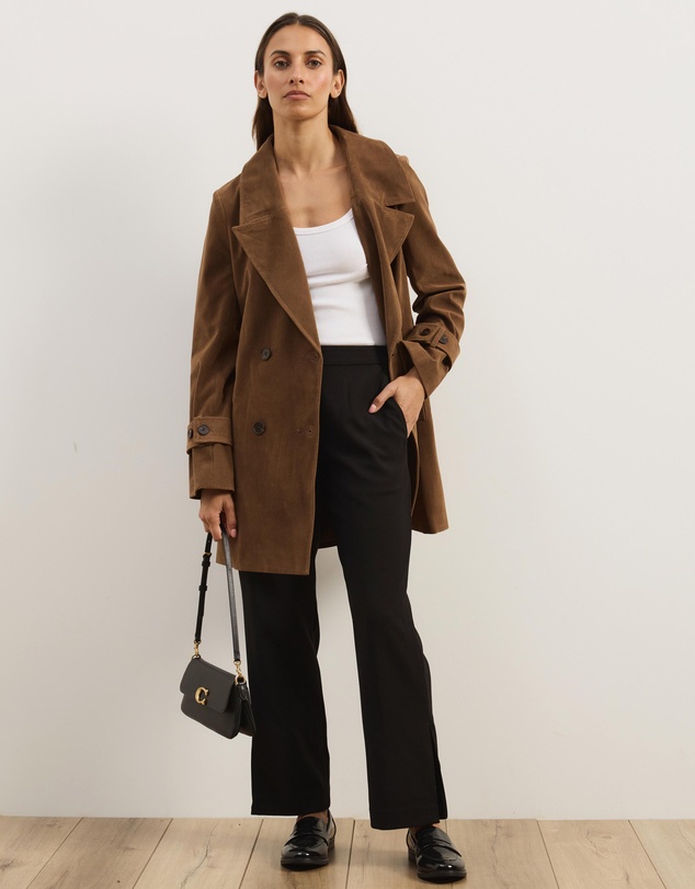 Atmos&Here - Lila Faux Suede Trench Coat
