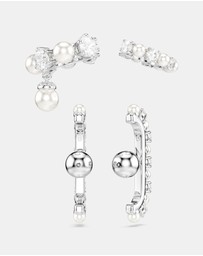 Swarovski - Matrix Ear Cuff, Set (3), Crystal Pearl, Round Cut, White, Rhodium-Plated