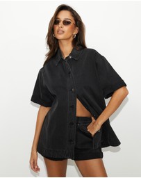 Dazie - Shade Boxy Short-Sleeve Denim Shirt