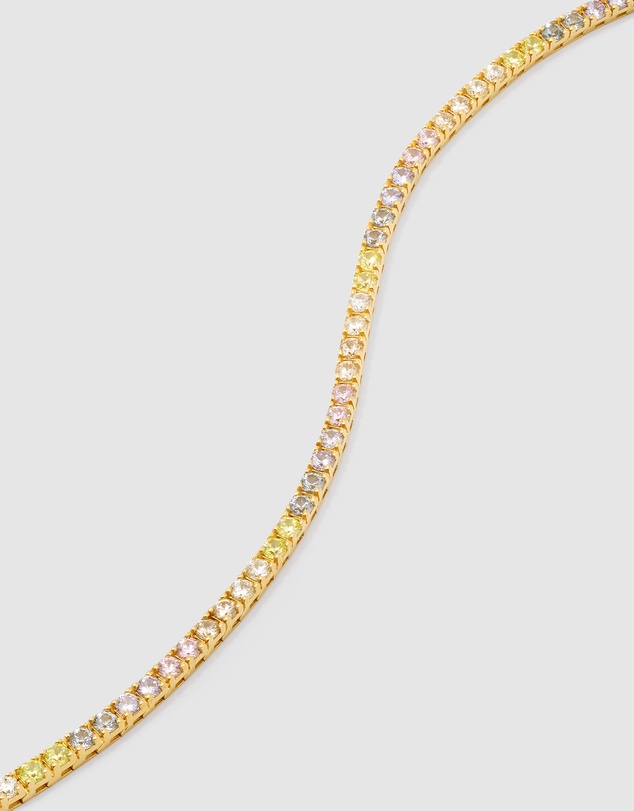 Wanderlust + Co - Pave 14K Gold Vermeil Rainbow Tennis Bracelet