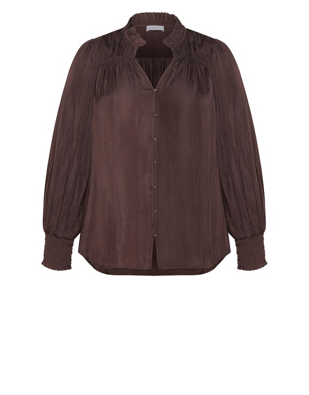 City Chic - Plus size Bringing Drama Long Sleeve Shirt - espresso