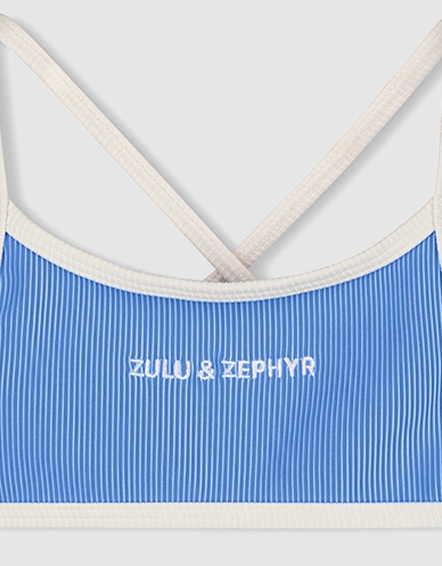 Zulu & Zephyr Mini - Mini Stripe Rib Logo Bikini Top - Kids