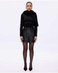 Minima Esenciales - Lila Leather Mini Skirt