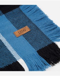 Ozwear Connection Uggs - Ugg Fringed Check Wool Scarf Blue and Check