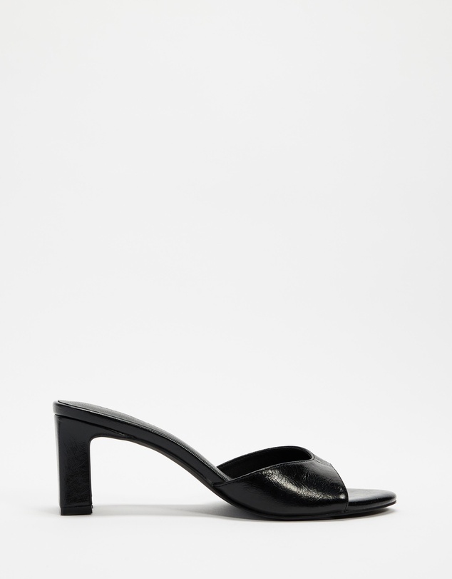 Atmos&Here - Hazel Crinkle Leather Peep Toe Heels