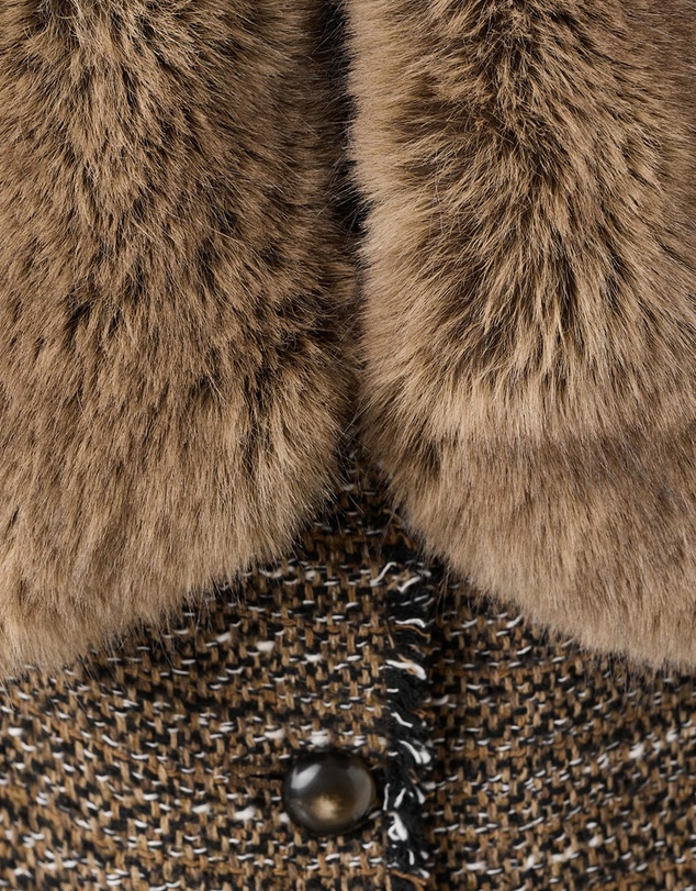M.N.G - Tweed Jacket With Fur Collar