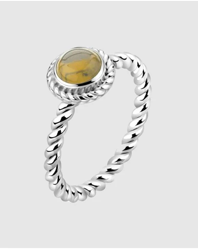 Elli Jewelry - Ring Women Birthstone November Citrine 925 Sterling Silver