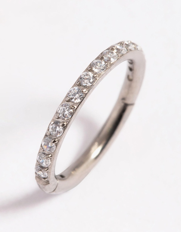 Lovisa - Titanium Cubic Zirconia Pave Clicker Ring