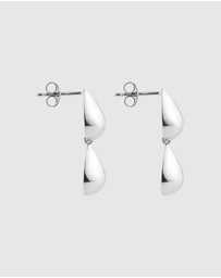 Najo - Liora Double Drop Silver Stud Earring