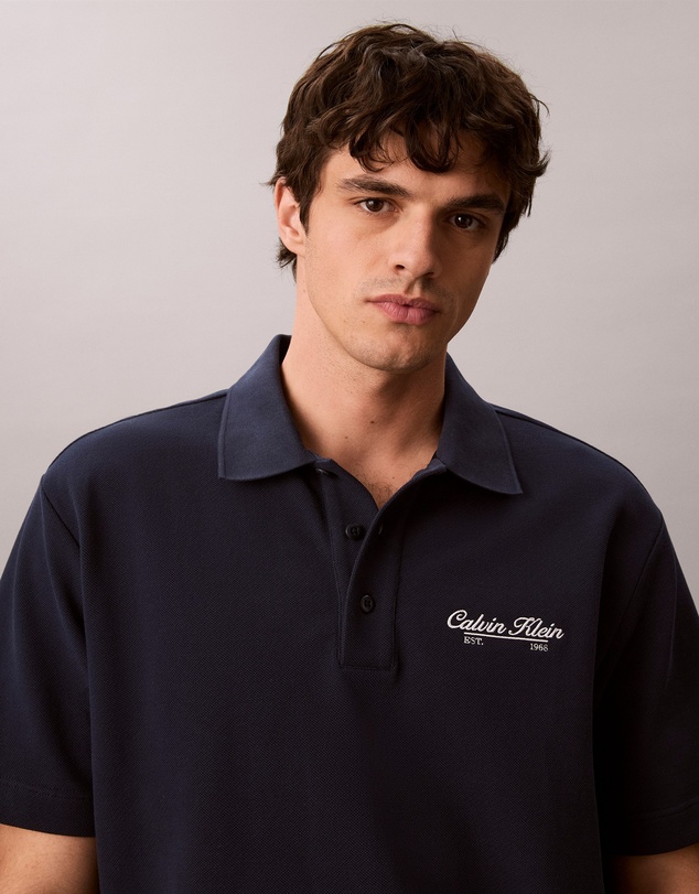 Calvin Klein Jeans - Script Logo Graphic Pique Relaxed Polo Shirt