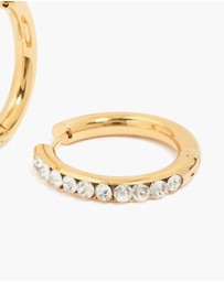 Lovisa - Waterproof Gold Plated Stainless Steel Diamante Hinged Half Hoop Earrings
