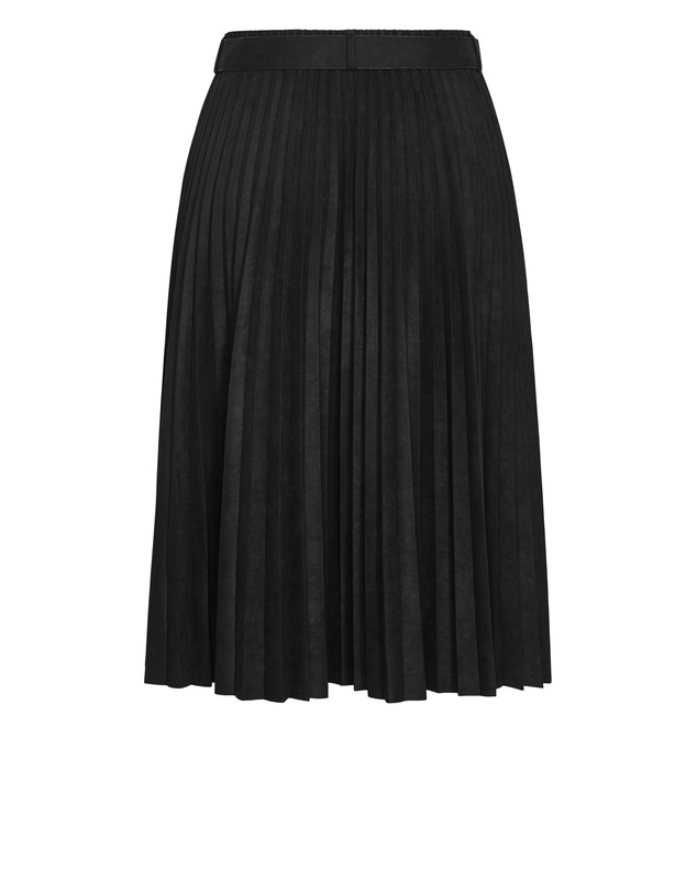 City Chic - Plus size Sueded Pleat Midi Skirt - black