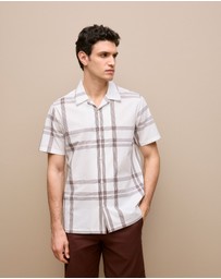 Trenery - Seersucker Check Camp Shirt in White