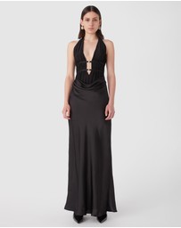 MISHA - Celine Mesh And Satin Gown
