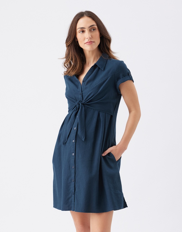 Ripe Maternity - Colette Tie Up Linen Dress