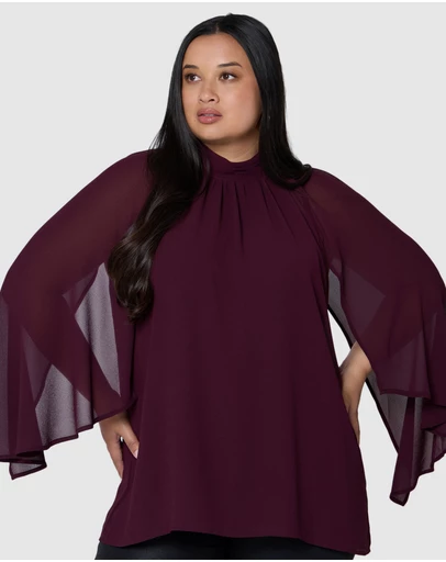 Pink Dusk by Curve Project - Fire and Rain Cape Blouse