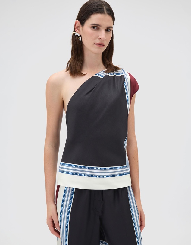 Oroton - Silk Scarf One Shoulder Top