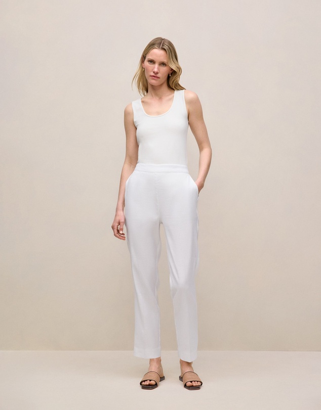 Trenery - Stretch Linen Blend Pull On Pant in White