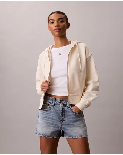Calvin Klein Jeans - Cropped Monogram Zip-Up Hoodie
