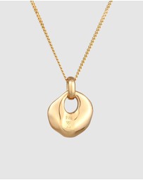 Elli Jewelry - Necklace Disc Pendant Organic Design in 925 Sterling Silver Gold Plated