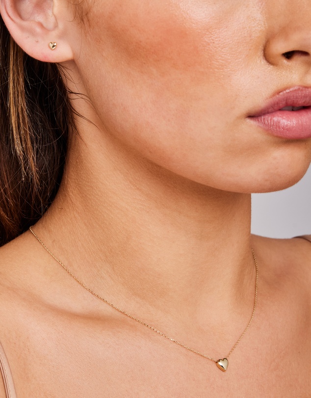 Zoe Olivia - 9K Gold Puff Heart Necklace