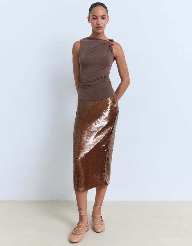 M.N.G - Gathered Top With Jewel Detail