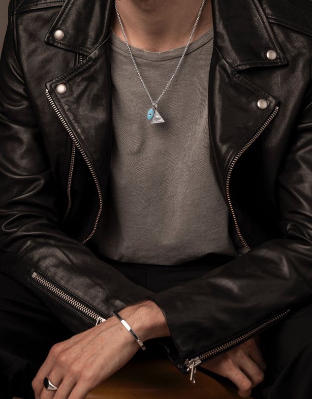 Nialaya Jewellery - Men's Necklace with Evil Eye and Eye Of Ra Pendant