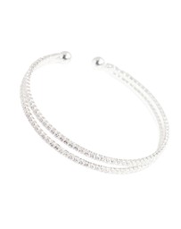 Lovisa - Silver Cubic Zirconia 2 Row Cuff Bracelet