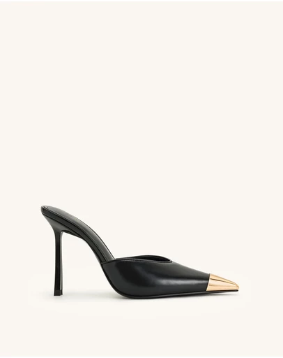 JW PEI - Savannah Metal Cap Toe Pointed Mule Heels