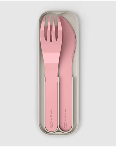 Monbento - Monbento Mb Pocket Plastic Cutlery Set - Colour Pink Blush