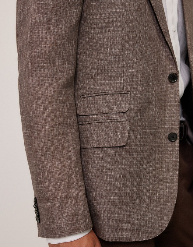 Trenery - Linen Cotton Textured Blazer in Cocoa