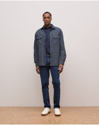 Trenery - Tailored Fit Cotton Monogram Oxford Shirt in Navy