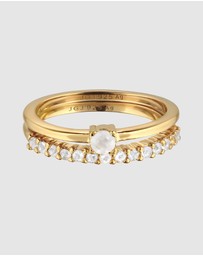 Elli Jewelry - Ring Set Moonstone Celestial 925 Sterling Silver Vermeil