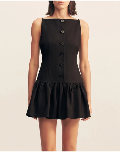 Shona Joy - Lani Drop Waist Square Neck Mini Dress