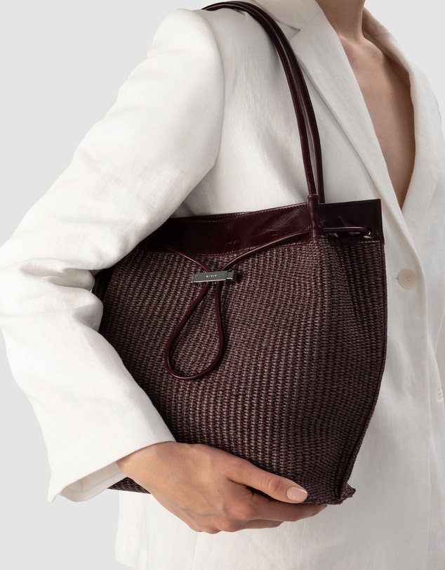 By Far - Kayla Raffia and Calf Leather Bag