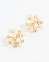 Lovisa - Gold Plated Acrylic Flower Cluster Earrings