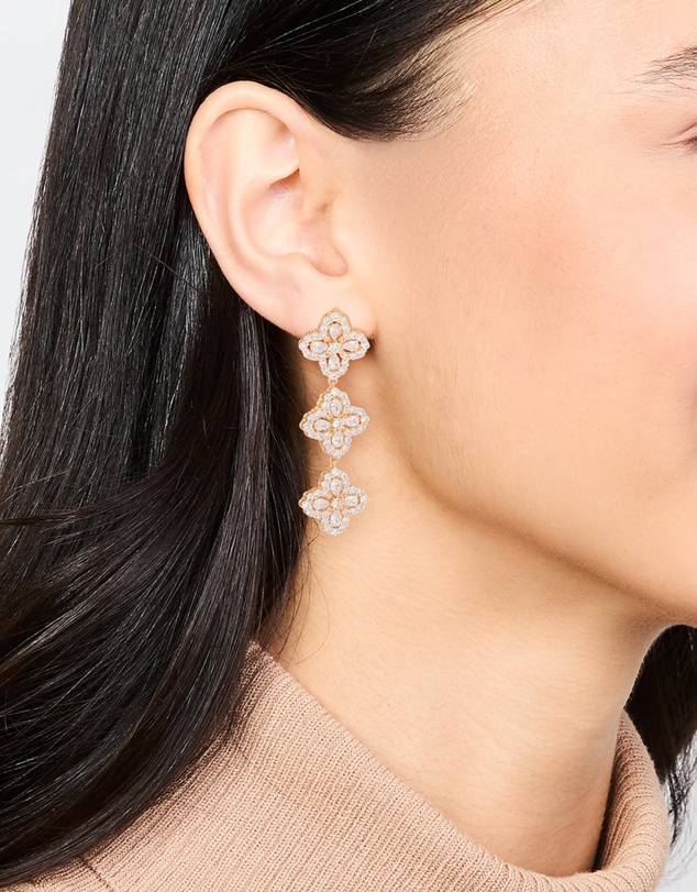 Lovisa - Gold Cubic Zirconia Triple Flower Drop Earrings