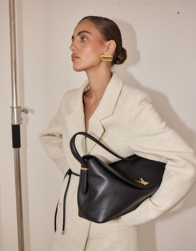 VESTIRSI - Sloane Large Black Leather Top Handle Crossbody