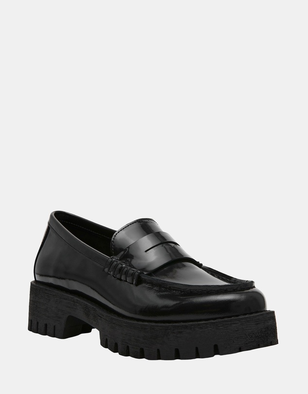 Steve Madden - Langsten-CN Black Leather Loafers