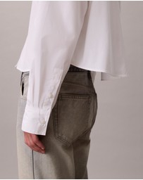 Calvin Klein - Poplin Relaxed Cropped Button-Down Shirt