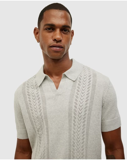 Politix - Pointelle Panelled Trophy Neck Knit