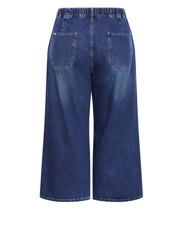 City Chic - Plus size Jorja Wide Leg Crop Denim Pant - mid wash
