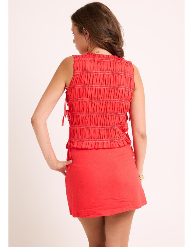 Subtitled - Brie Side Tie Shirred Top