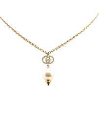 Pre-Loved by Azura Reborn - Pre-Loved Gold Plated GG Faux Pearl Drop Pendant Necklace
